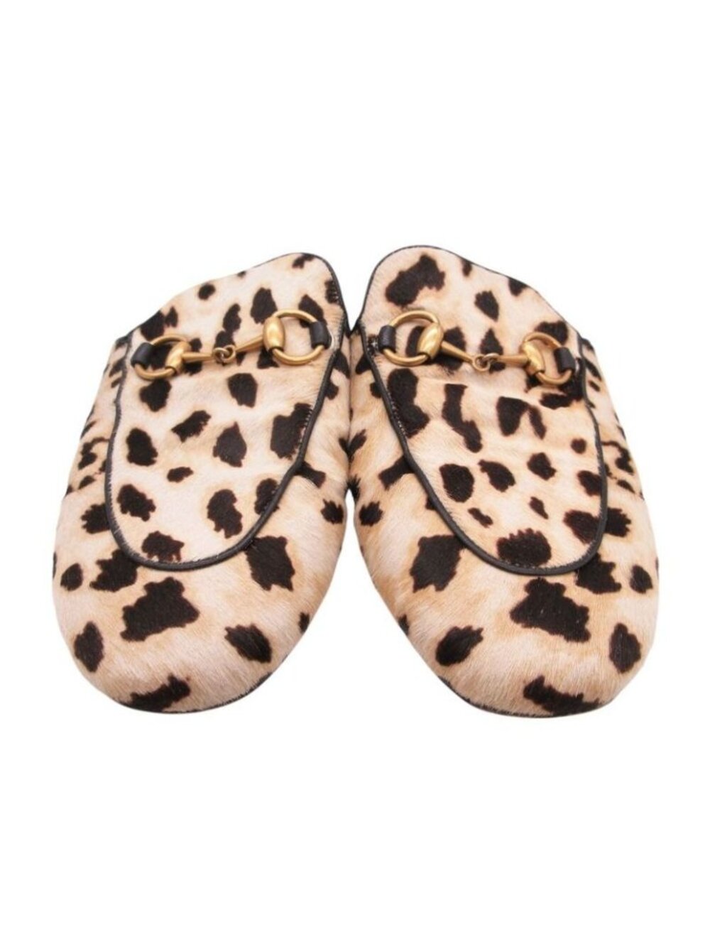 Gucci Horsebit Calf Hair Leopard Pattern Mule Sandals Shoes White 34.5 - Picture 3 of 8